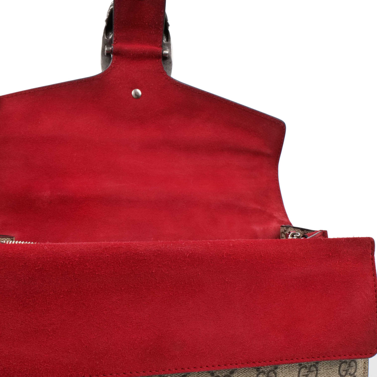 Gucci Small Dionysus GG Supreme With Red Suede Trim.