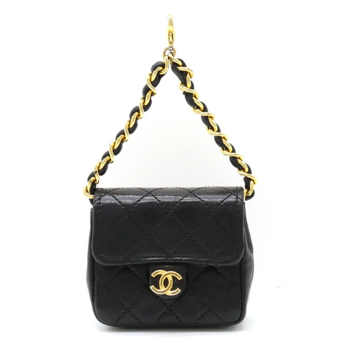 Top Quality Chanel Leather Micro Mini Matelasse Bag Charm Keychain