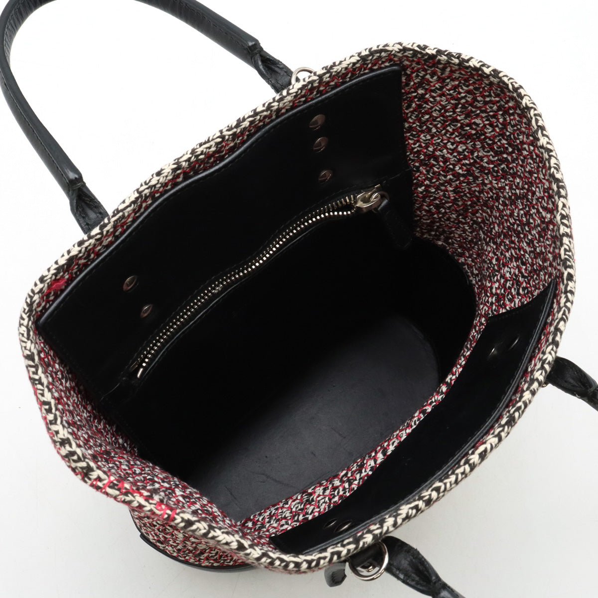 balenciaga Zigzagger Mini Cabas Handbag Cotton Leather