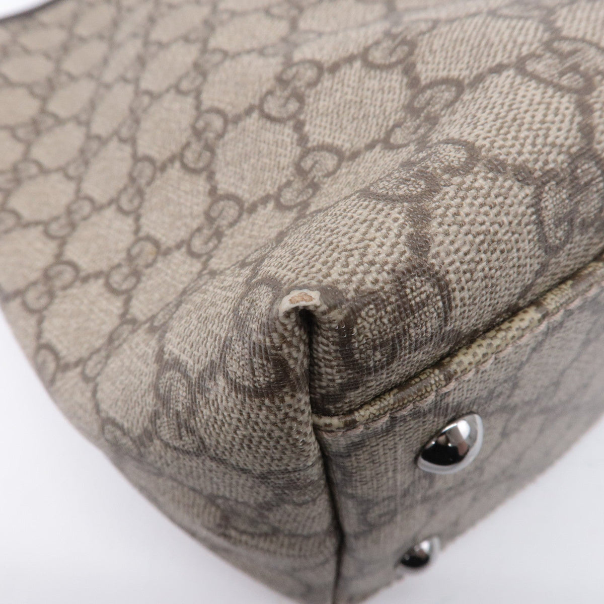 GUCCI GG Supreme Leather Tote Bag Beige Brown 114595