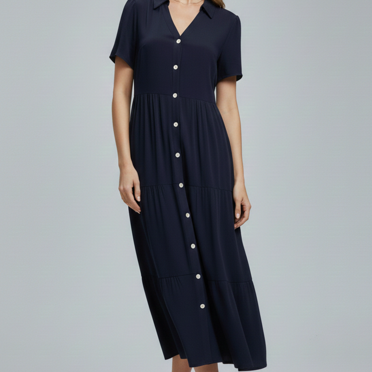 Amara | Midi Dress with Button-Front