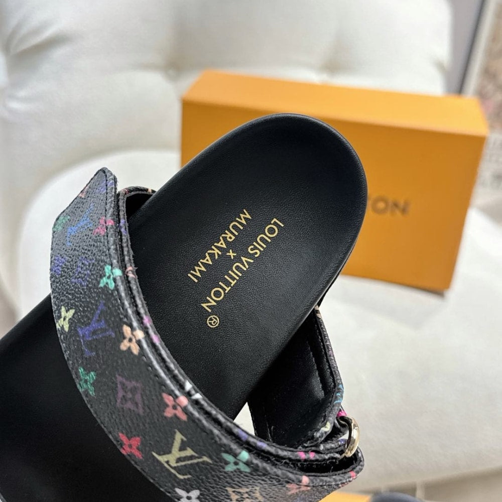 LV X TAKASHI MURAKAMI BOM DIA FLAT COMFORT MULE BLACK 1AGXUB