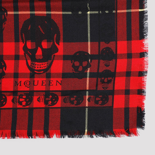 Alexander Mcqueen Kull On Tartan Foulard Scarf Men