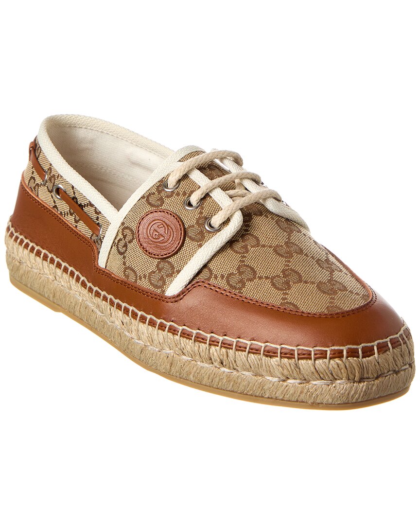 Gucci Gg Canvas & Leather Espadrille