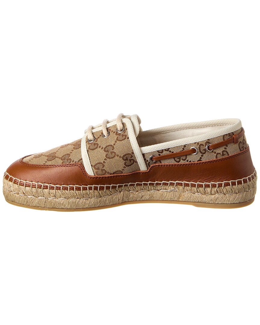 Gucci Gg Canvas & Leather Espadrille