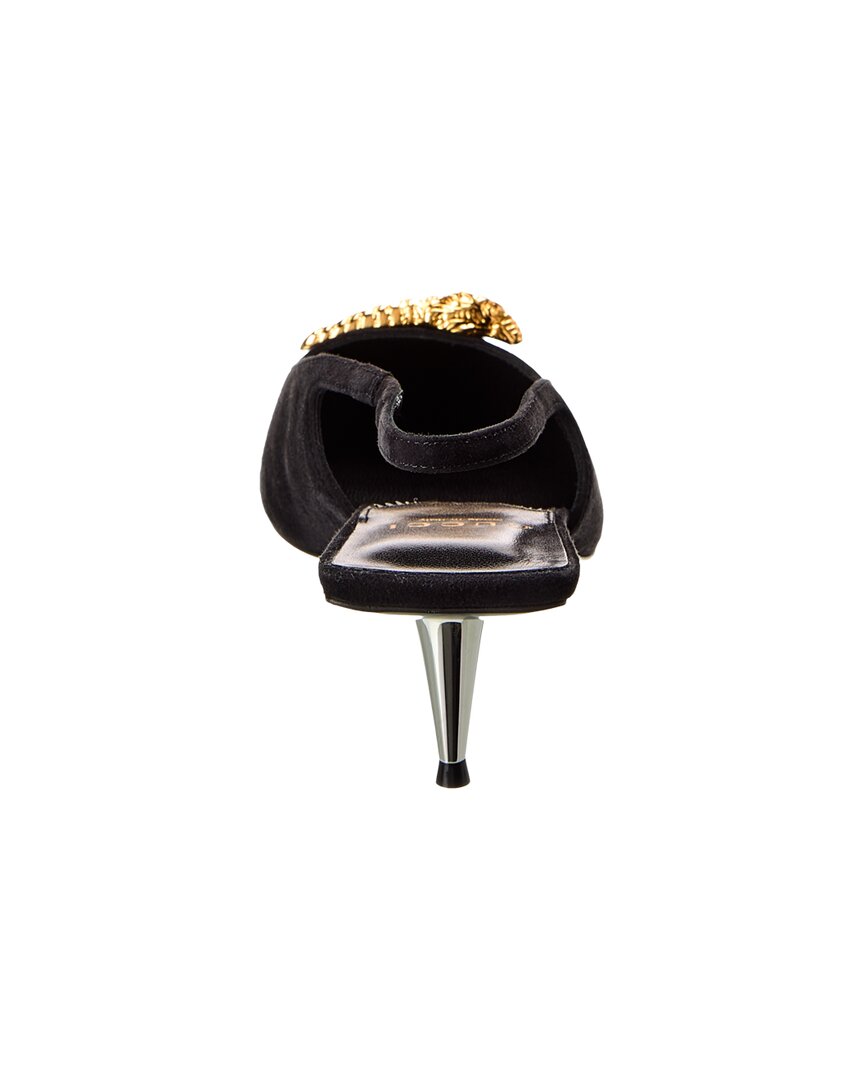 Gucci Tiger Head Leather & Suede Slingback Pump