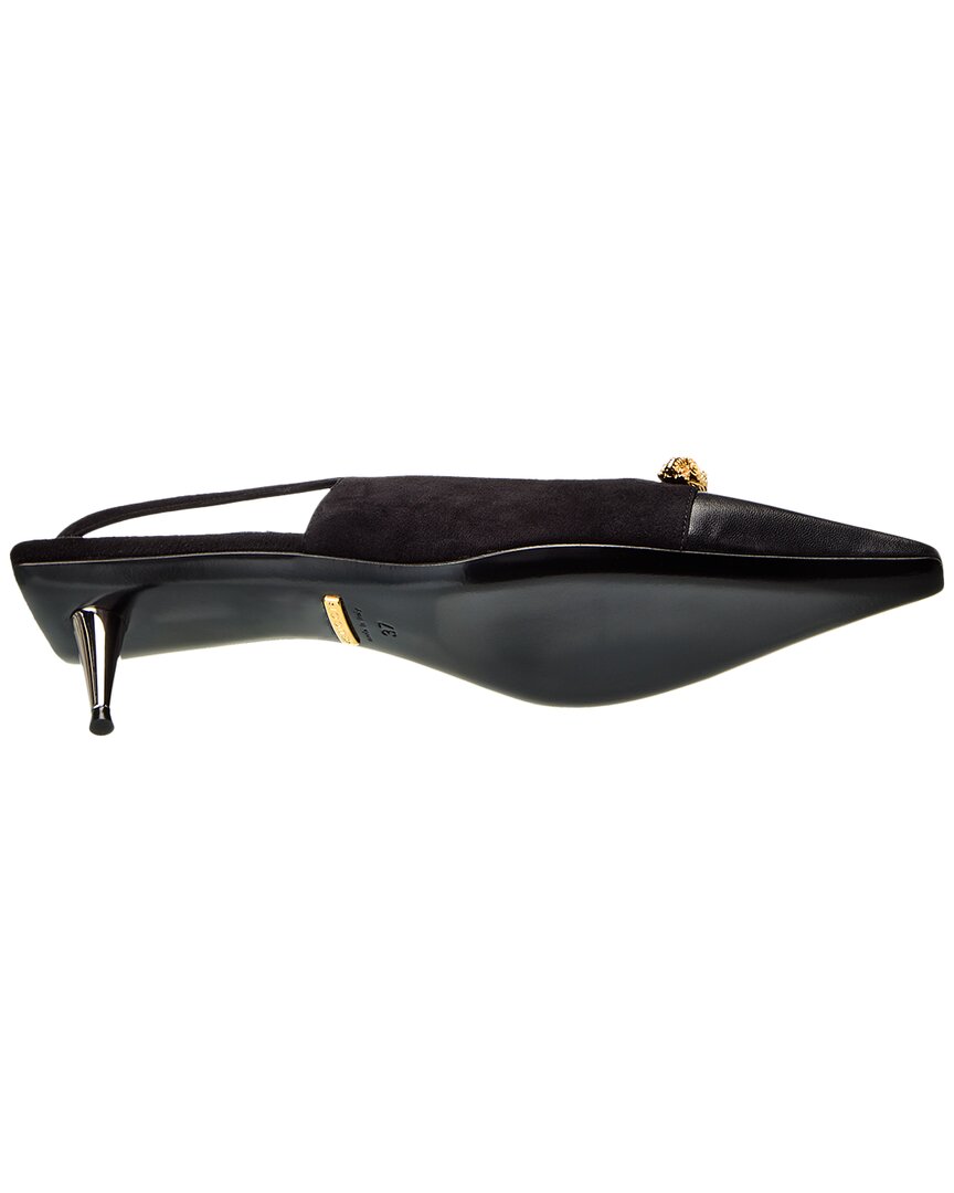 Gucci Tiger Head Leather & Suede Slingback Pump
