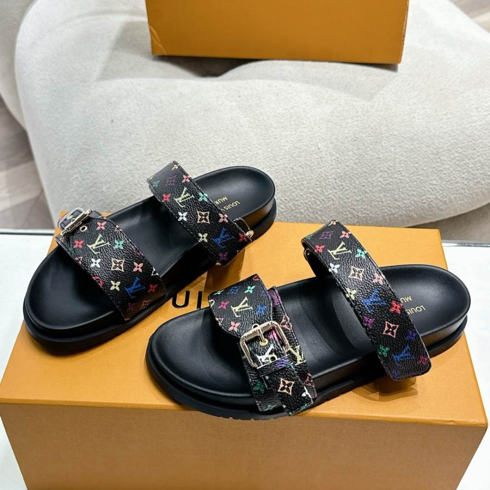 LV X TAKASHI MURAKAMI BOM DIA FLAT COMFORT MULE BLACK 1AGXUB
