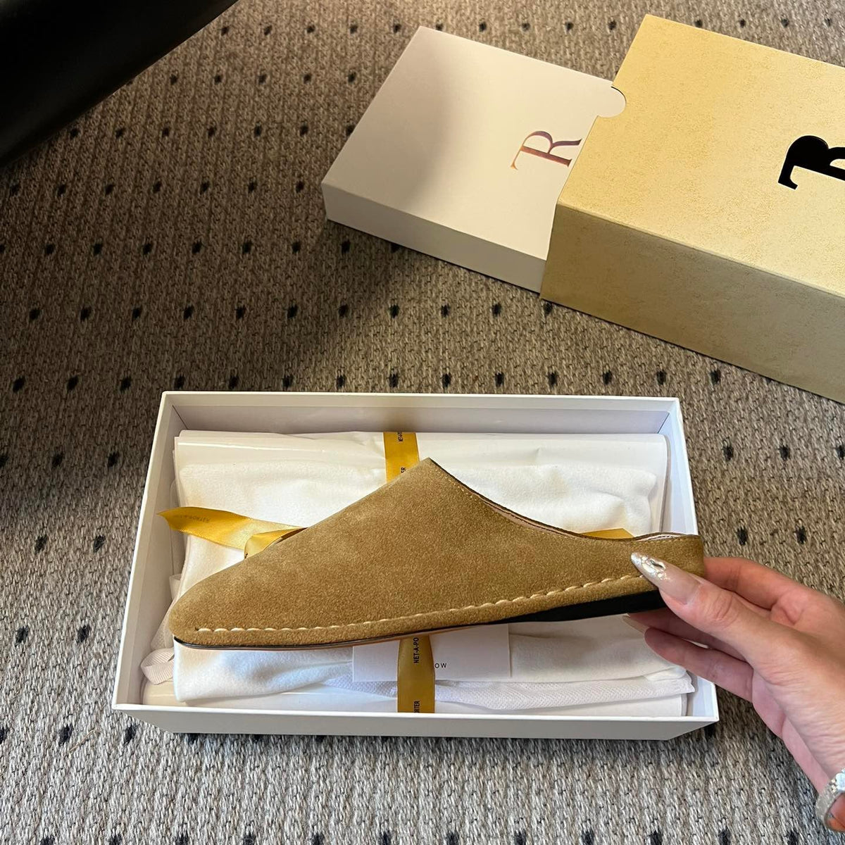 THE ROW SUEDE MULES