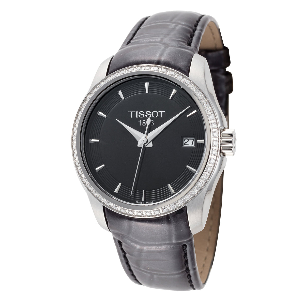 Tissot Women's Couturier Diamond Bezel 32mm Black Leather Watch