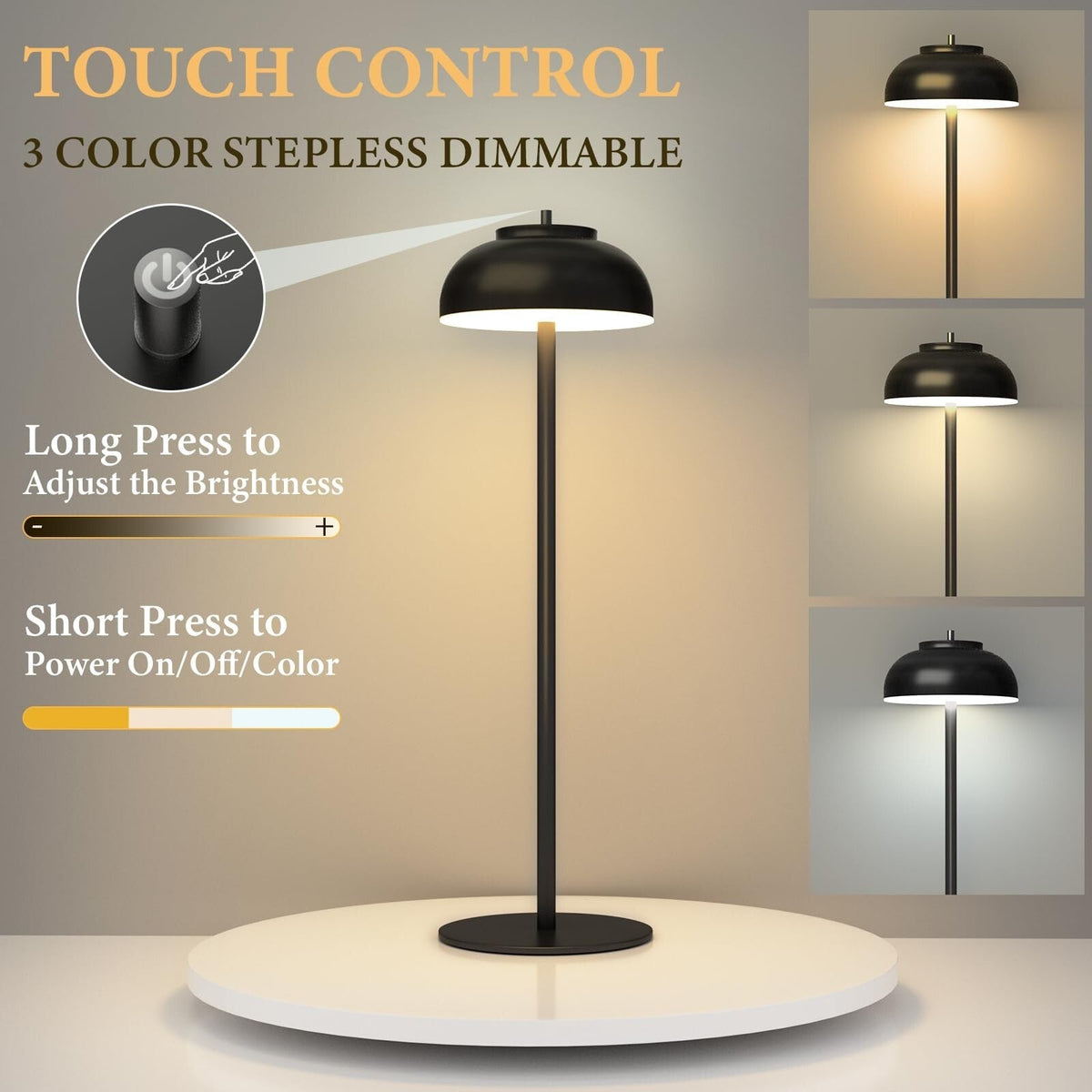 2 Pack Led Cordless Table Lamps Rechargeable,T