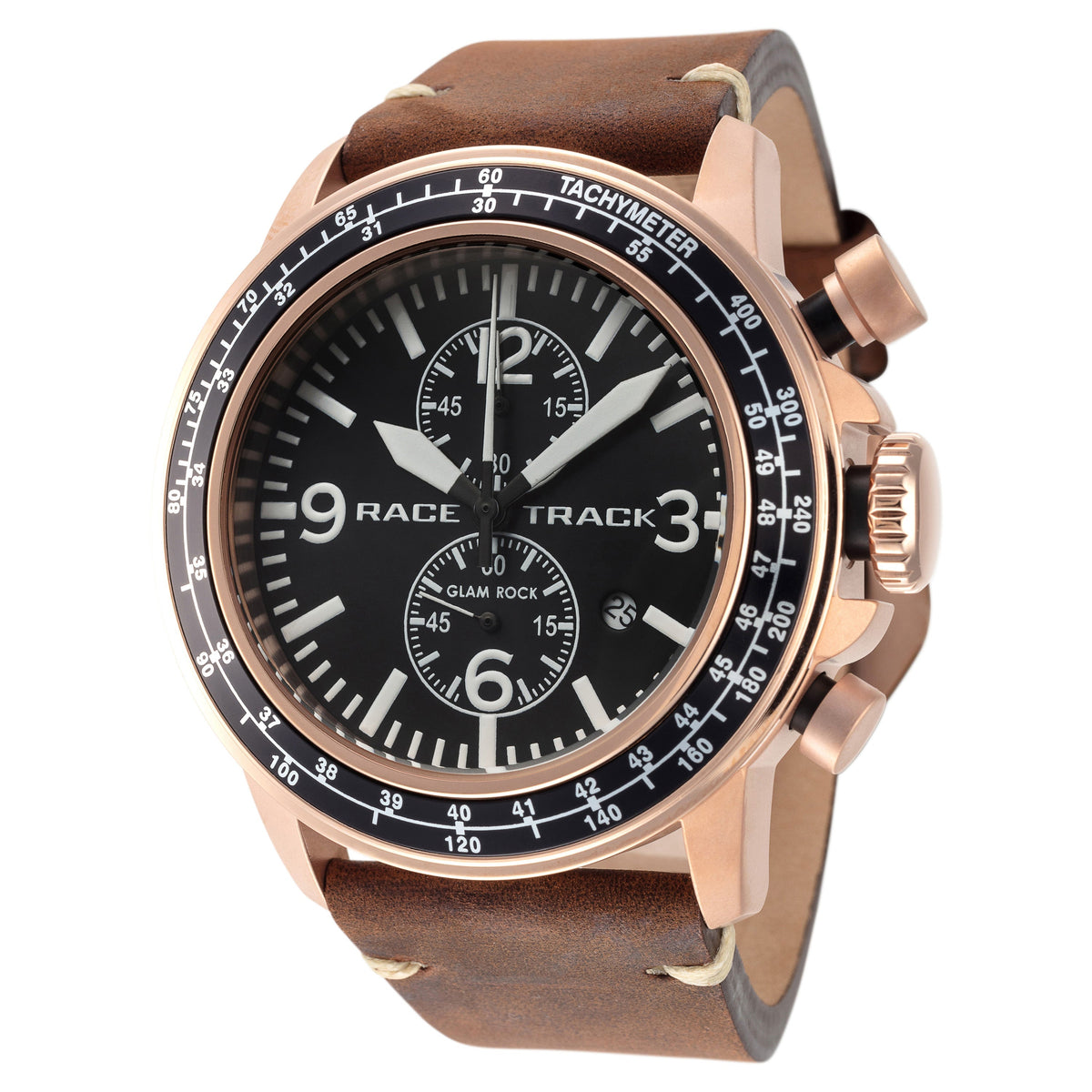 Glam Rock Men's Racetrack Action Tachymeter 46mm Quartz Watch