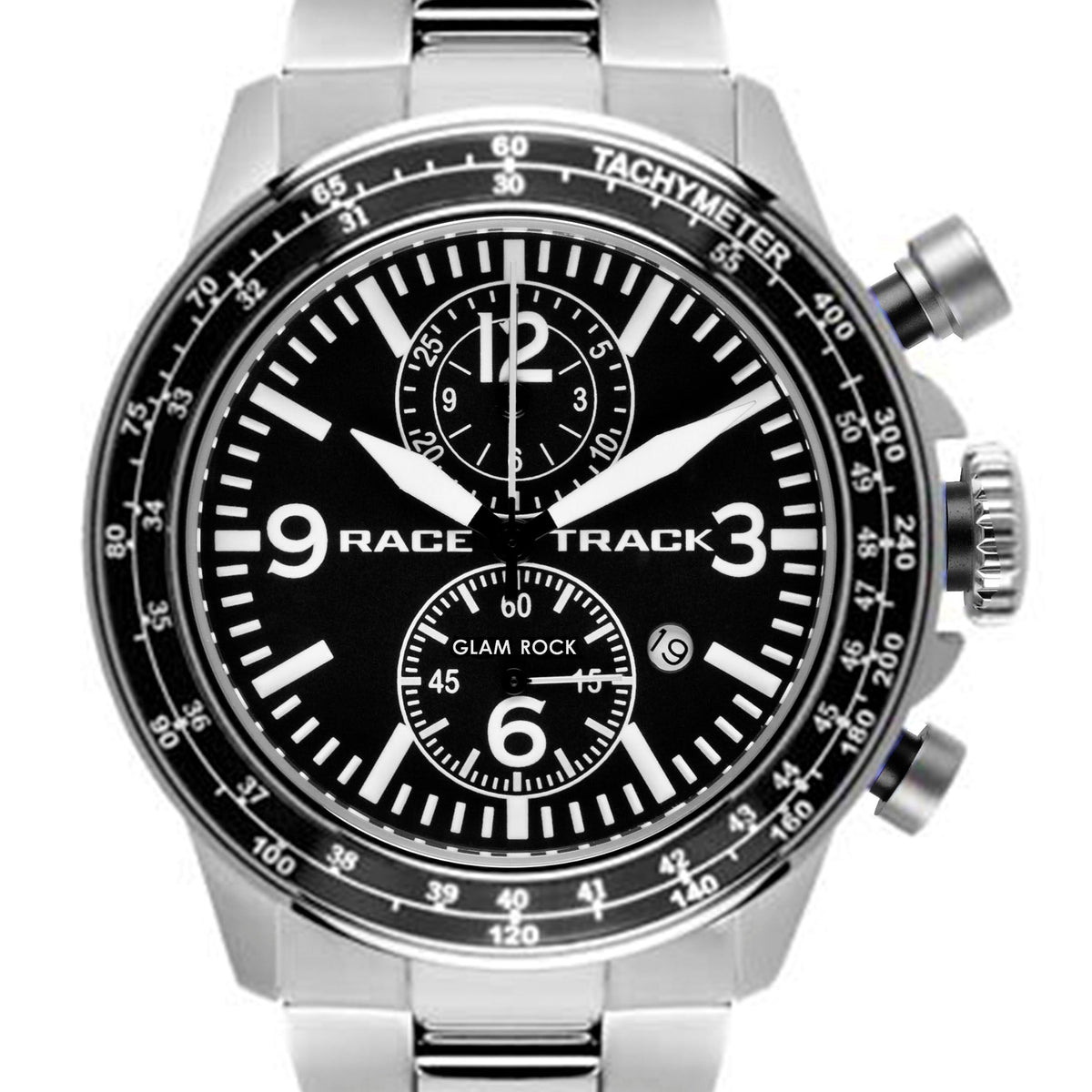 Glam Rock Men's Racetrack Action Tachymeter 46mm Quartz Watch