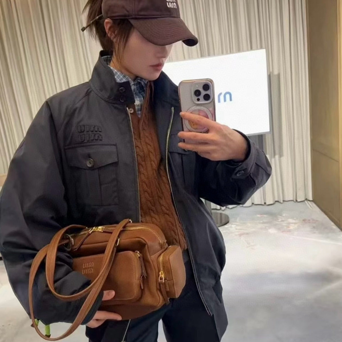 MIU M NAPPA LEATHER TOP HANDLE BAG