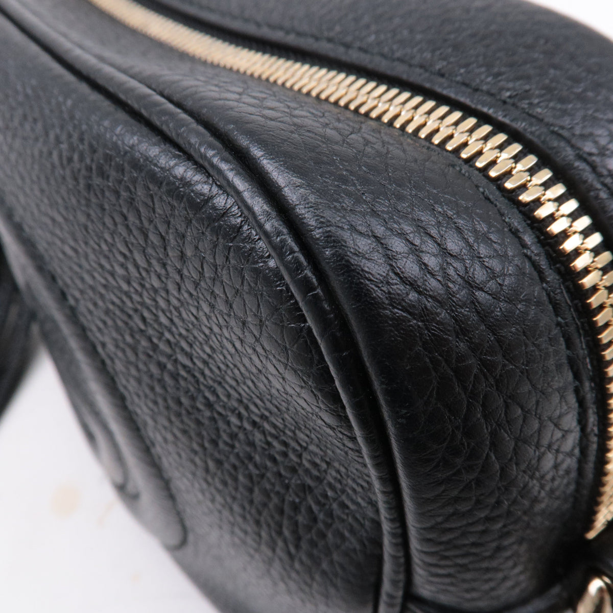GUCCI SOHO Small Disco Leather Shoulder Bag Black 308364