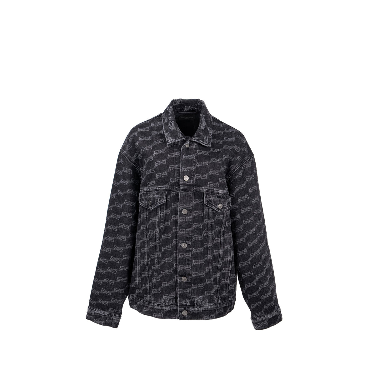 balenciaga size XS oversized logo-print denim jacket black