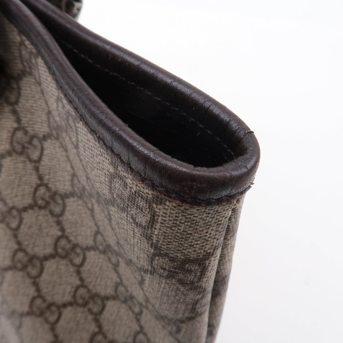 GUCCI GG Supreme Leather Tote Bag Beige Brown 114595