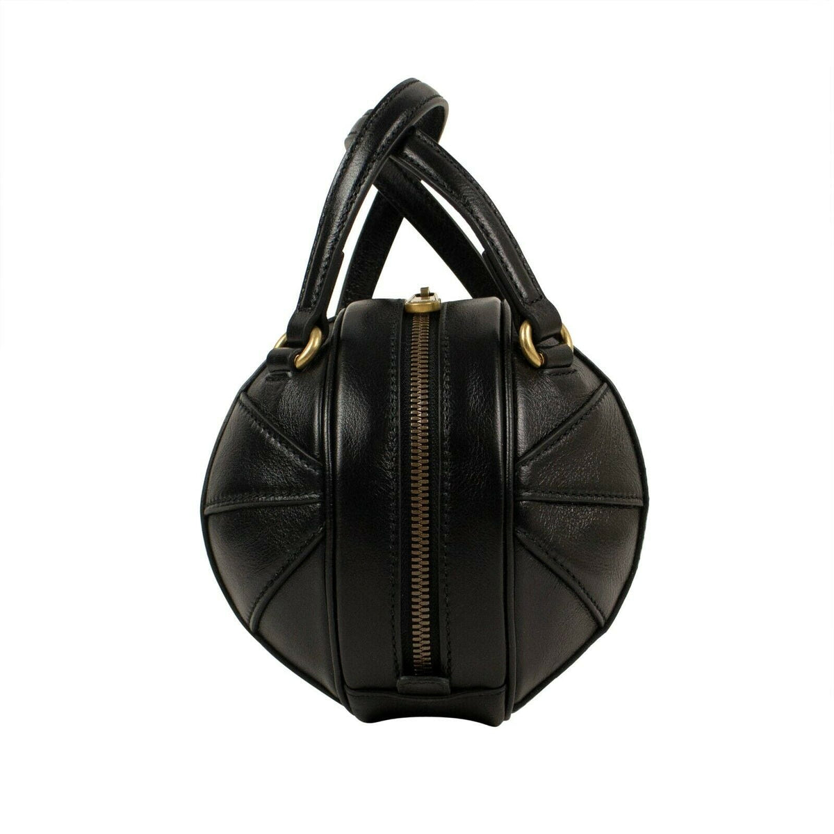 GUCCI Black Leather Mini 'Tifosa' Convertible Strap Ball Shoulder Bag