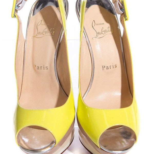 37 Christian Louboutin Neon Yellow Slingbacks