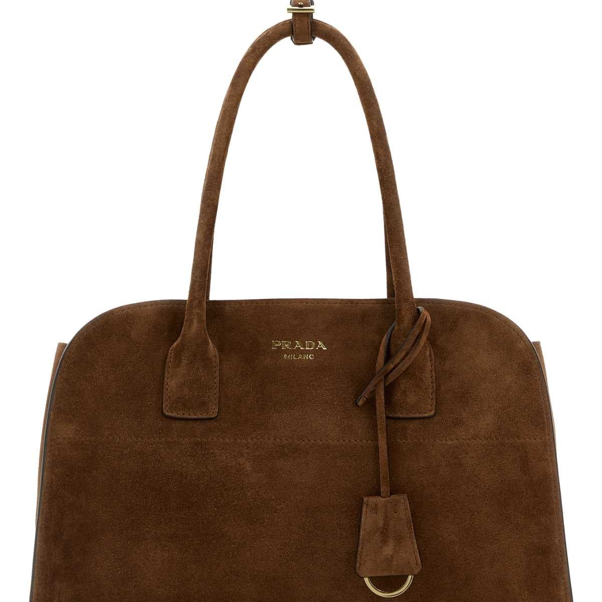 PRADA Suede Handbag with Removable Charm - 35 cm