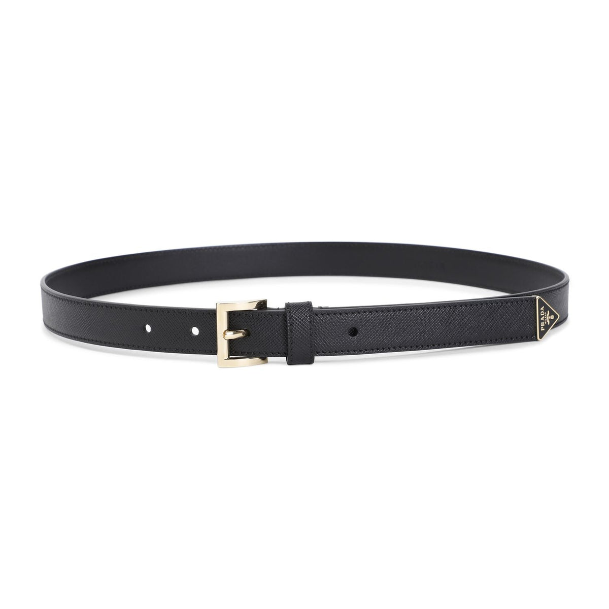 PRADA Saffiano Leather Belt with Metal Buckle - Adjustable