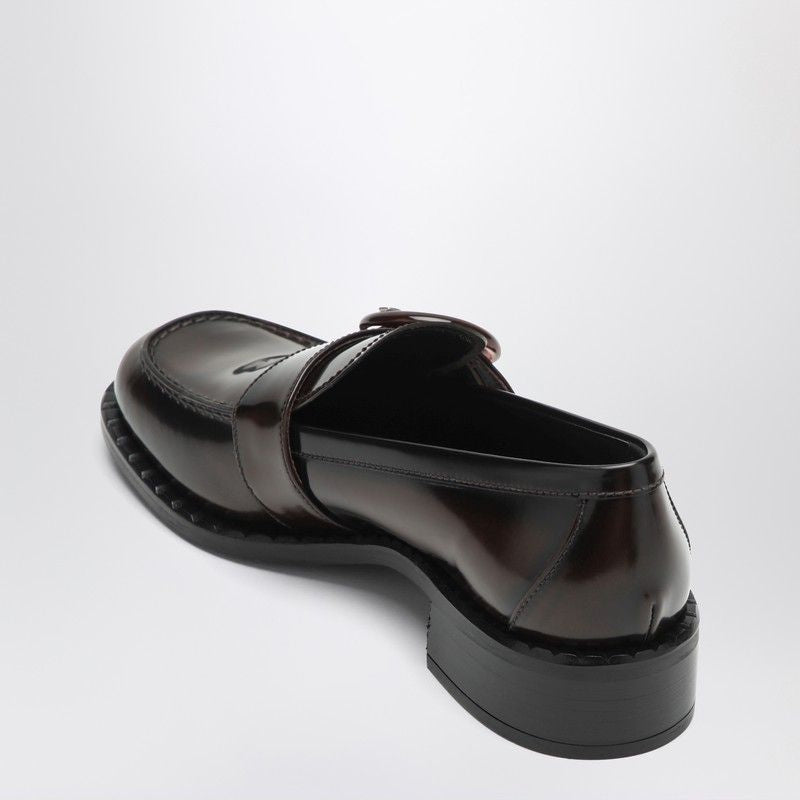 PRADA Brushed Leather Moccasins with Tortoiseshell Buckle - SS25