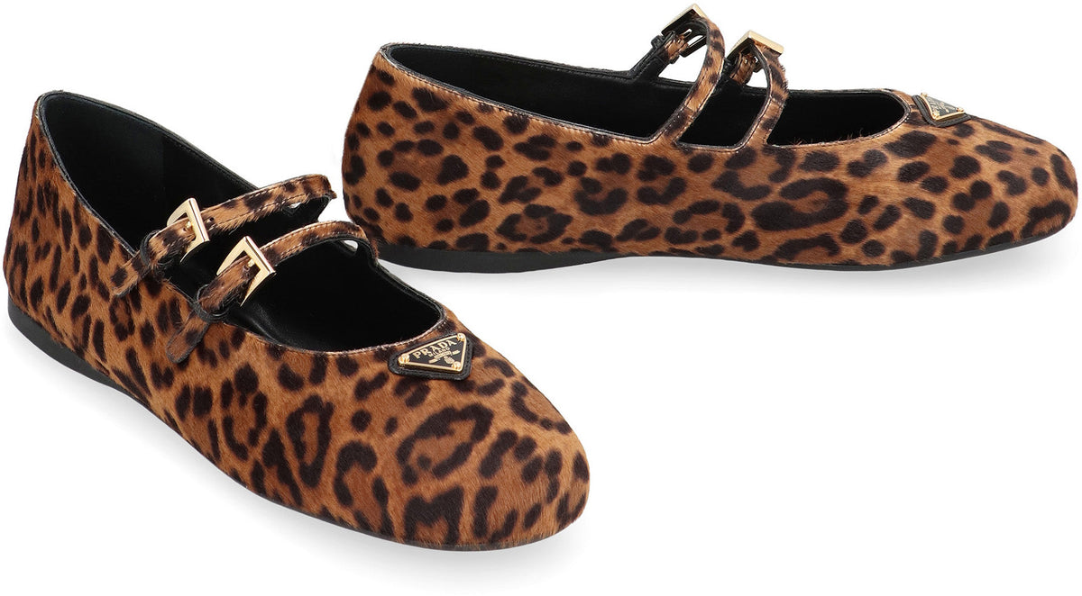 PRADA Printed Leather Ballerinas