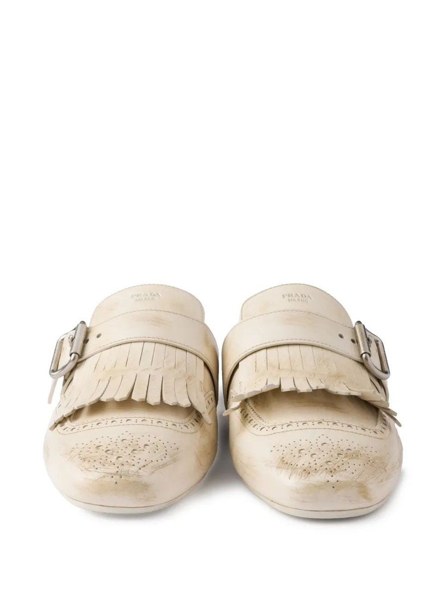 PRADA Leather Shuffle Slippers