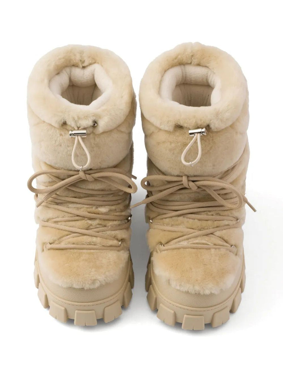 PRADA Sophisticated Ecru Mini Ankle Boots for Women