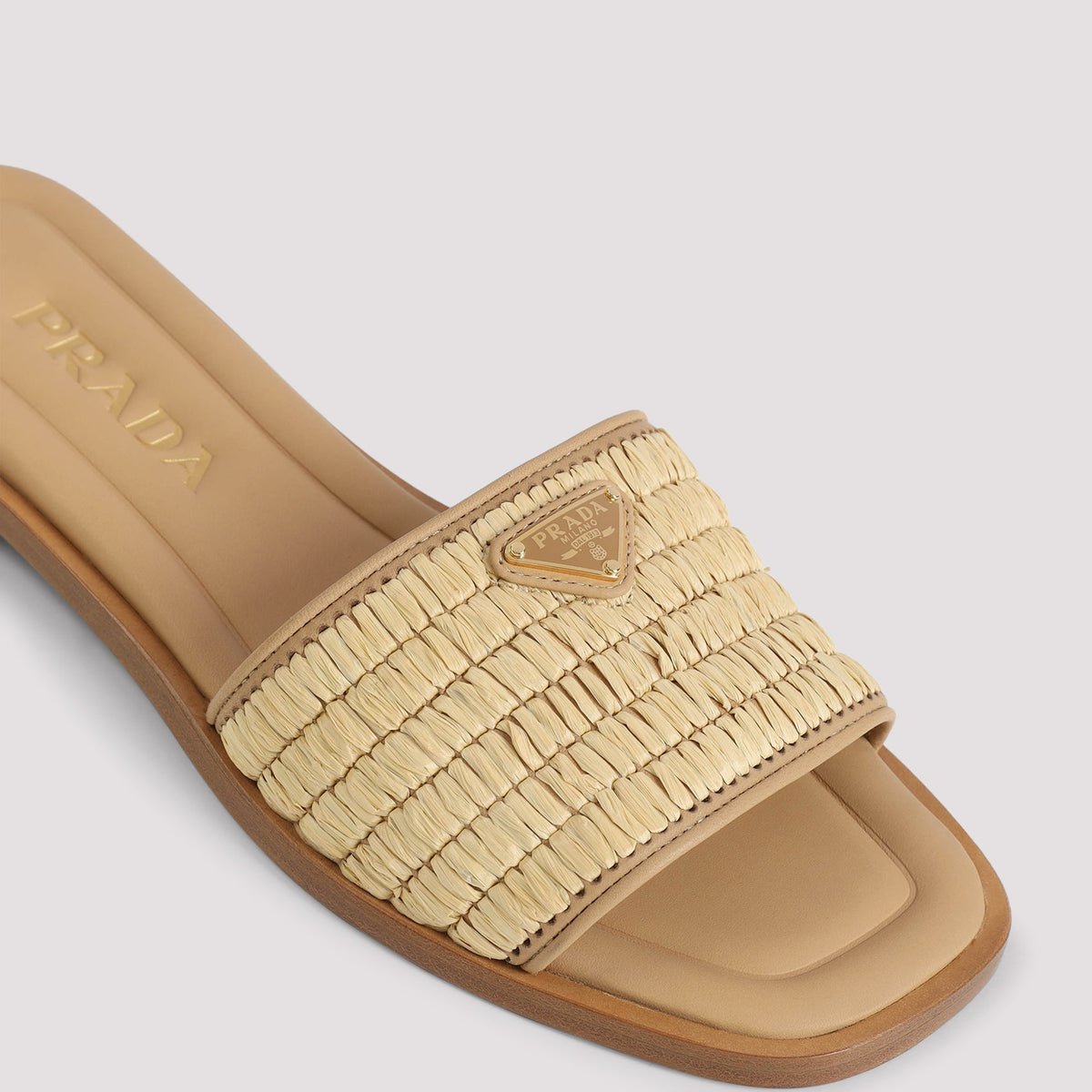 PRADA Raffia and Leather Slippers