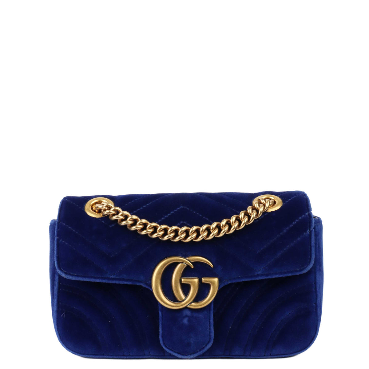 Gucci Blue Velvet Mini Marmont Bag.