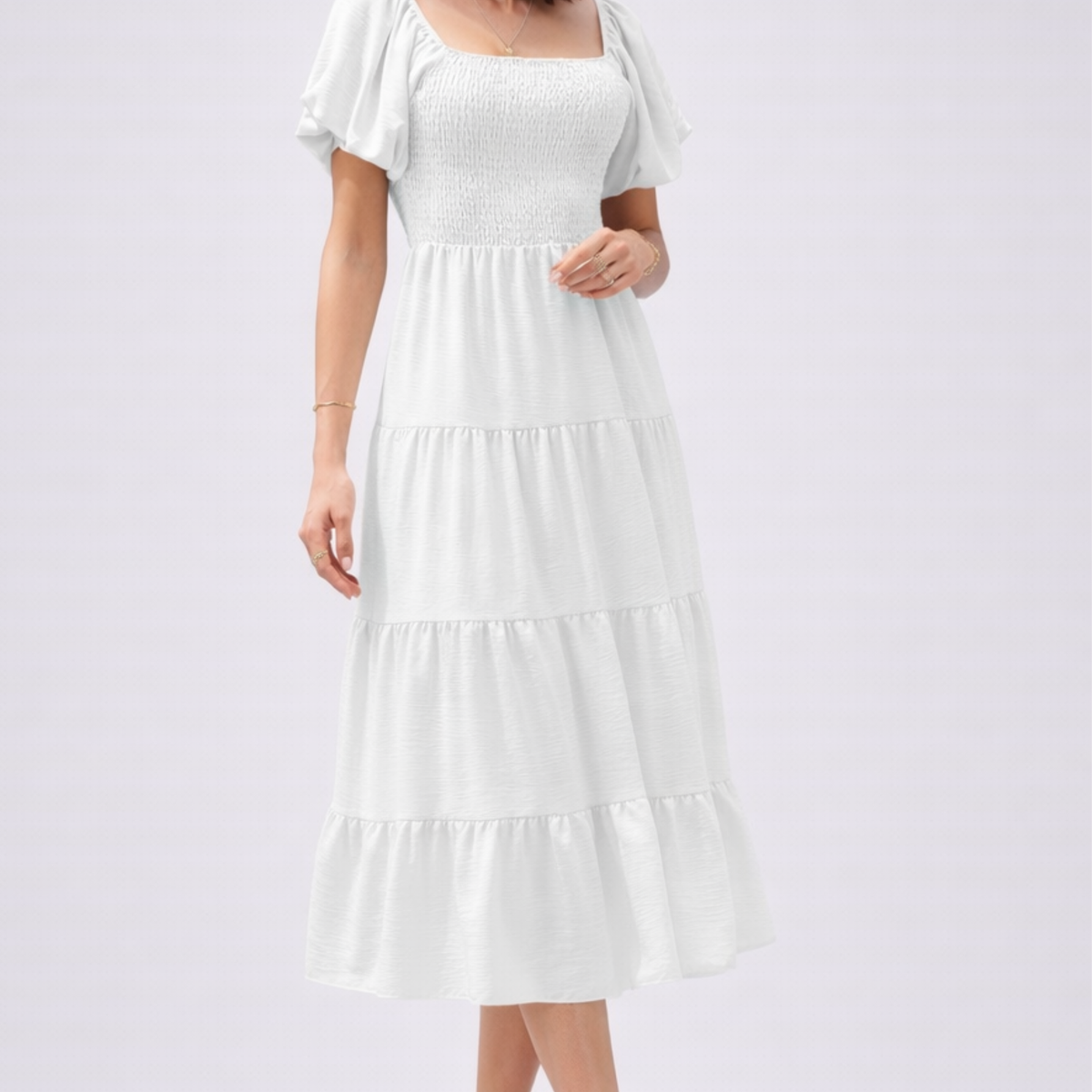 Evie | Midi Dress with Smocked Bodice