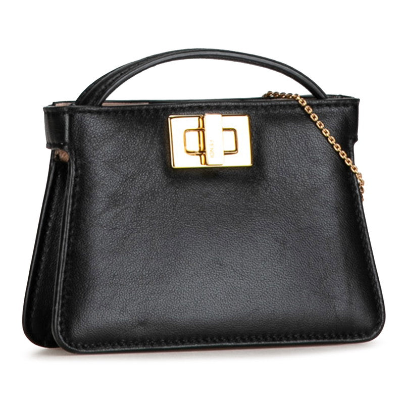Top quality Fendi Nano Peacebu Chain Mini Shoulder Bag Charm 7AR993 Black G Leather  Top quality Fendi