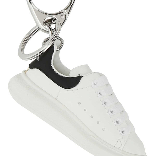 Alexander Mcqueen Men White Leather Key Ring