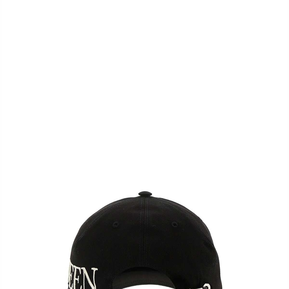 Alexander Mcqueen Men Black Gabardine Baseball Cap