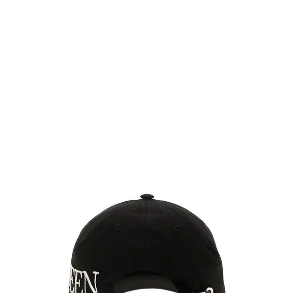 Alexander Mcqueen Men Black Gabardine Baseball Cap