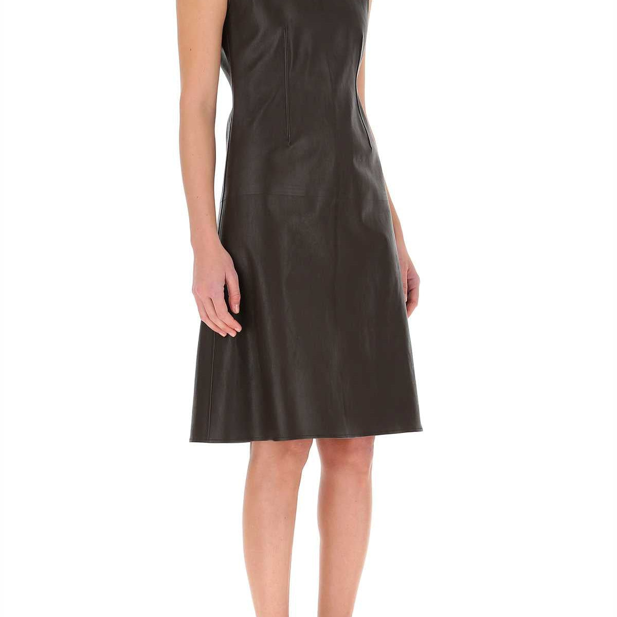 Bottega Veneta Women Dark Brown Nappa Leather Dress