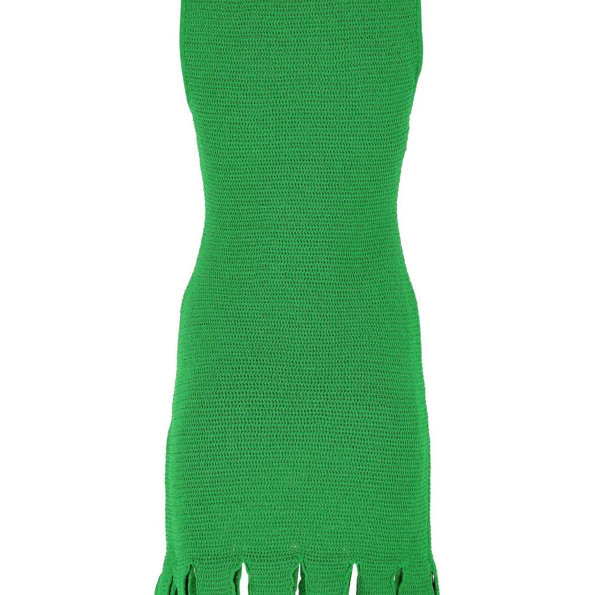 Bottega Veneta Women Grass Green Stretch Cotton Blend Mini Dress
