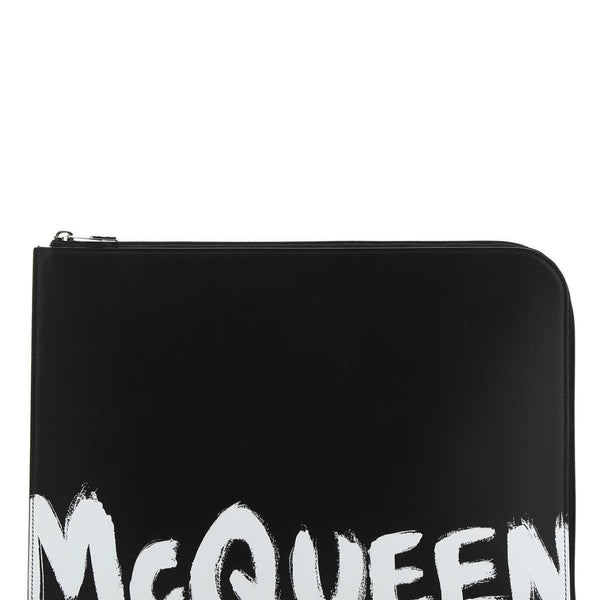 Alexander Mcqueen Men Black Leather Document Holder