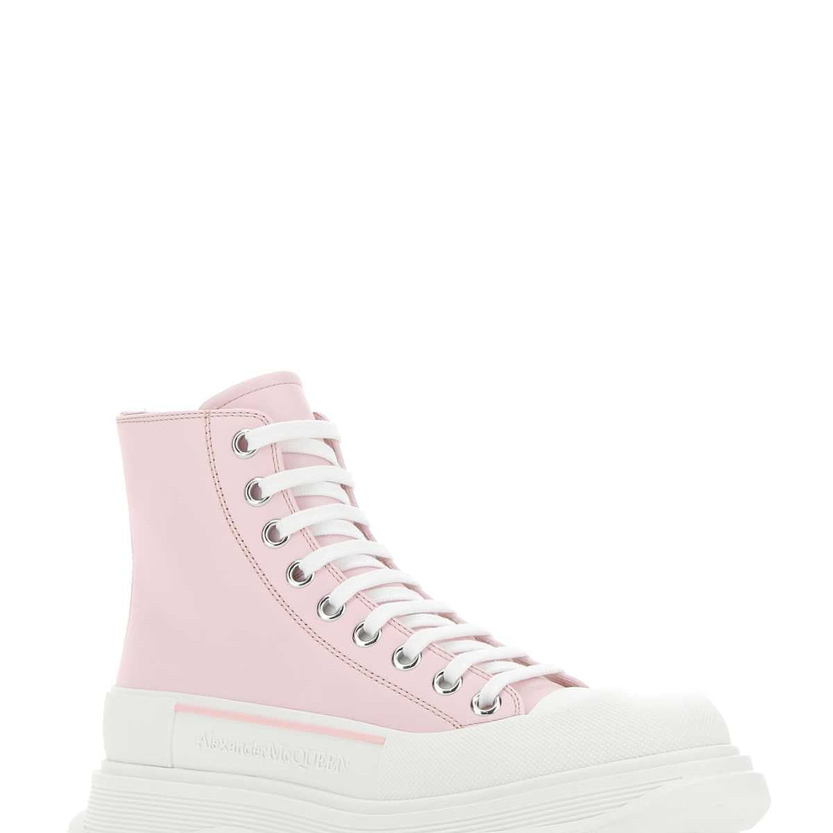 Alexander Mcqueen Women Pastel Pink Leather Tread Slick Sneakers