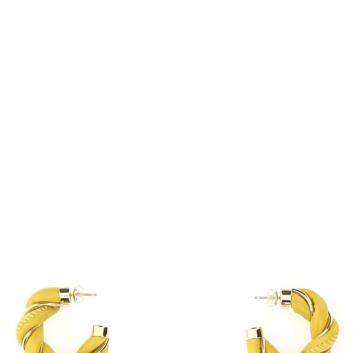Bottega Veneta Women Yellow Nappa Leather And 925 Silver Twist Earrings