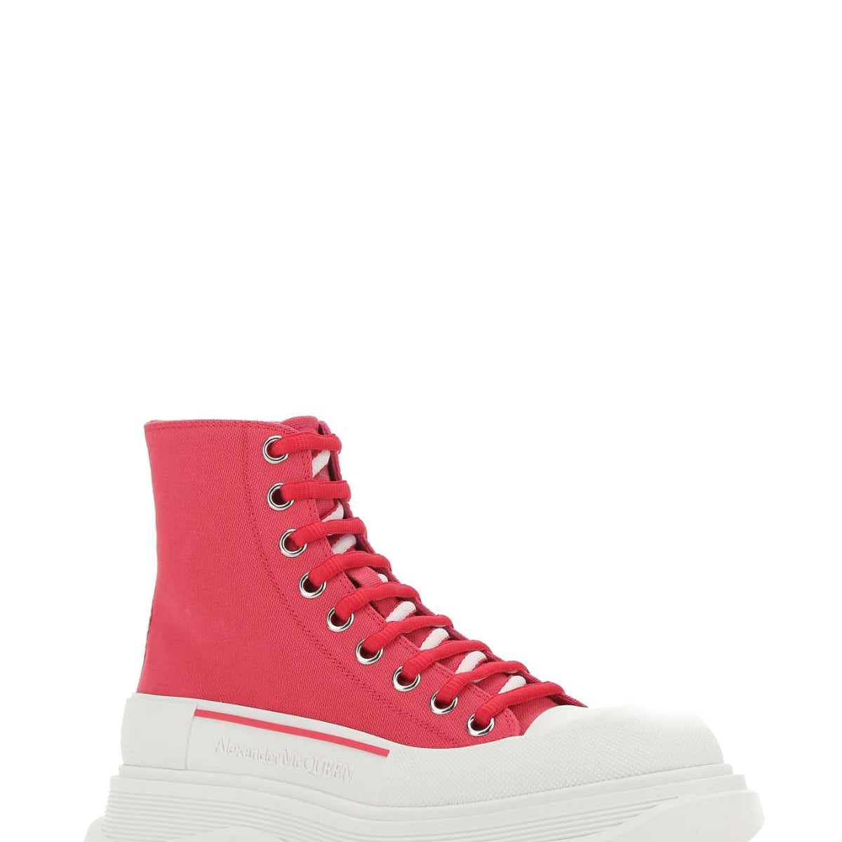 Alexander Mcqueen Women Fuchsia Canvas Tread Slick Sneakers