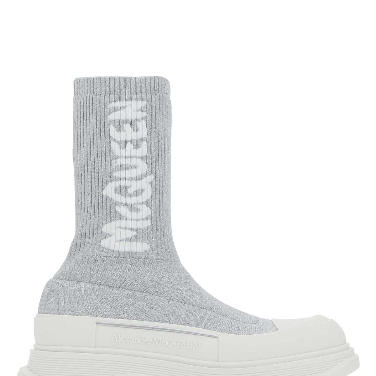 Alexander Mcqueen Women Grey Stretch Nylon Tread Slick Sneakers