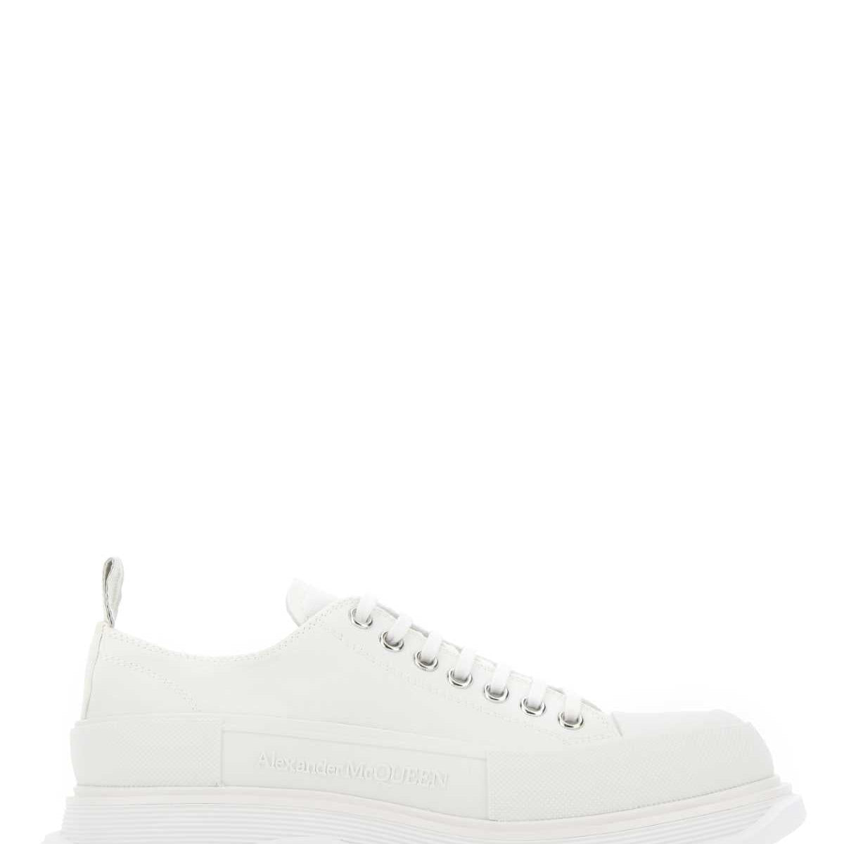 Alexander Mcqueen Men White Canvas Tread Slick Sneakers