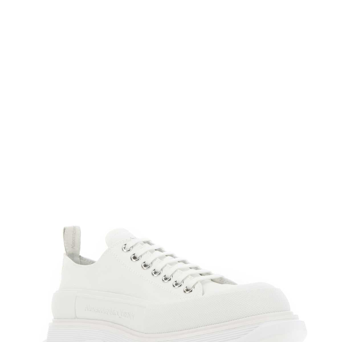 Alexander Mcqueen Men White Canvas Tread Slick Sneakers