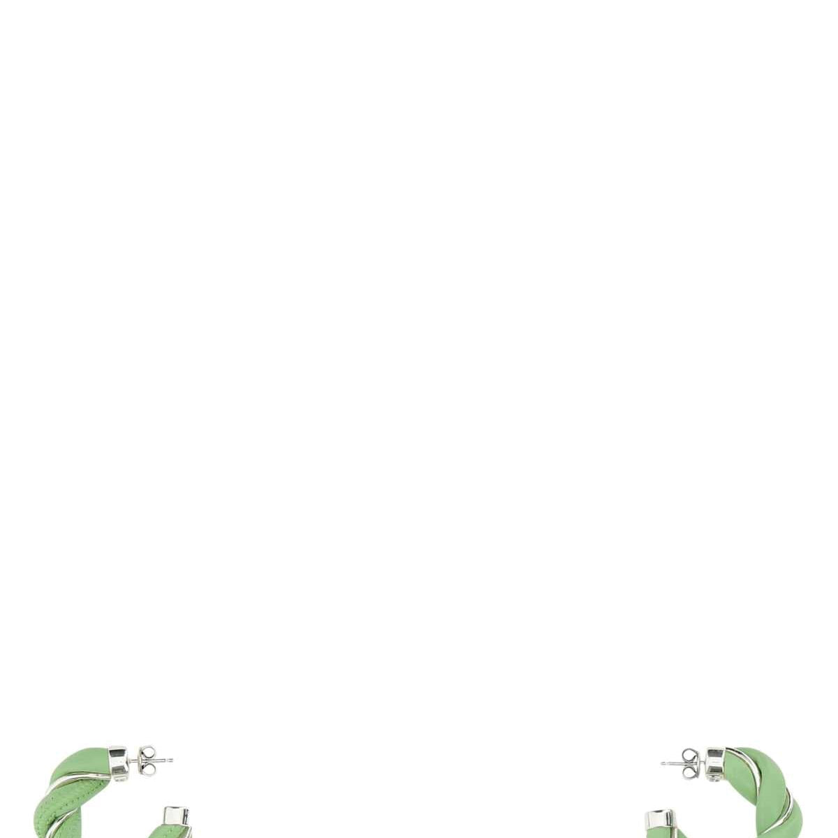 Bottega Veneta Women Pastel Green Nappa Leather And 925 Silver Earrings