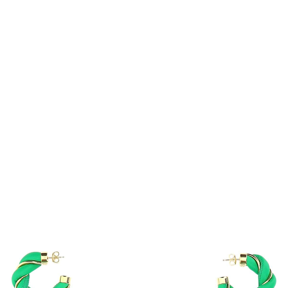 Bottega Veneta Women Grass Green Nappa Leather And 925 Silver Twist Earrings