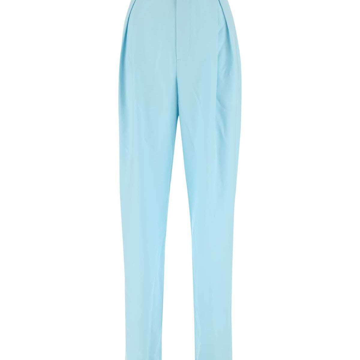 Bottega Veneta Women Pastel Light-Blue Wool Wide-Leg Pant