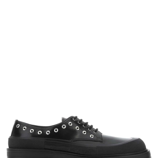 Alexander Mcqueen Men Black Leather Lace-Up Shoes