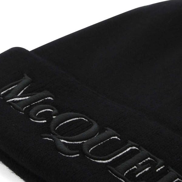 Alexander Mcqueen Men Black Cashmere Beanie Hat